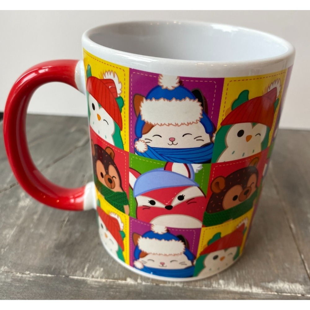Squishmallows Coffee Mug Winter Holiday Christmas Squish Squad Grid Ceramic Cup